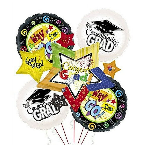 PMU Graduation "Congrats Grad" Starburst Balloon Bouquet