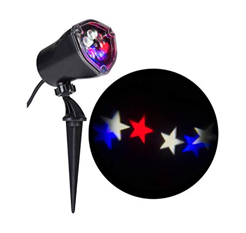 Americana Patriotic Red White & Blue Stars Whirl a Motion LED Projector Light for July 4th 