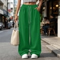 thumbnail image 2 of ZHYou No Boundarie Corduroy Sweatpants for Women Wide Leg Texture Drawstring Baggy High Waisted Pants with Pockets,Green,Size S, 2 of 9