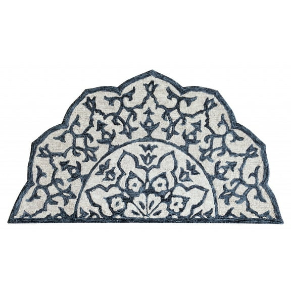 2â€™ x 4â€™ Navy and White Decorative Hearth Rug