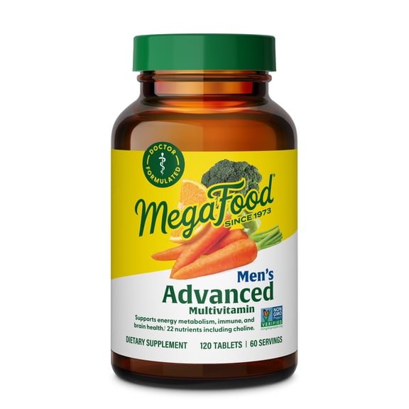MegaFood Men's Advanced Multivitamin - Choline, Zinc, Vitamins B12, D3 & C - 60 Servings