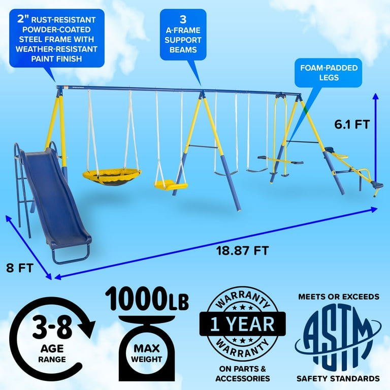 Sportspower Super 10 Play Set: Metal Swing, Saucer, Standing Swing