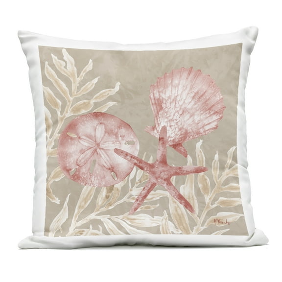 Stupell Industries Tampico Shells & Sand Dollar Outdoor Printed Pillow design by Paul Brent, 18 x 7 x 18