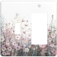 thumbnail image 1 of Nadoabtm Outlet Covers Colorful Flowers Pink Floral Romantic Wildflower Plants 1 Toggle 1 Rocker Combination Decorative Wall Plate Light Switch Cover Plate Electrical Switch Plates for Bedroom Home, 1 of 8