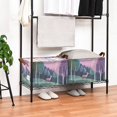 thumbnail image 3 of Yayeee Foldable Storage Basket for Shelves with Handles Waterproof Cloth Bins, Green Night Deer, 3 of 7