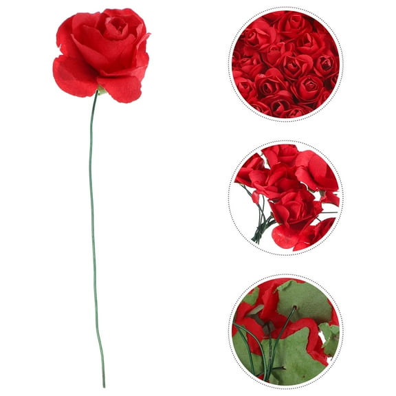 Masteelf  144 Pcs Roses Artificial Flowers Bulk Wedding Decorations Fake Red