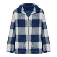 thumbnail image 3 of Admvng Womens Jacket Zipper Plaid Cardigan Tops Coats Plush Fleece Jacket Hooded Winter Coat, Size S-5XL, 3 of 5