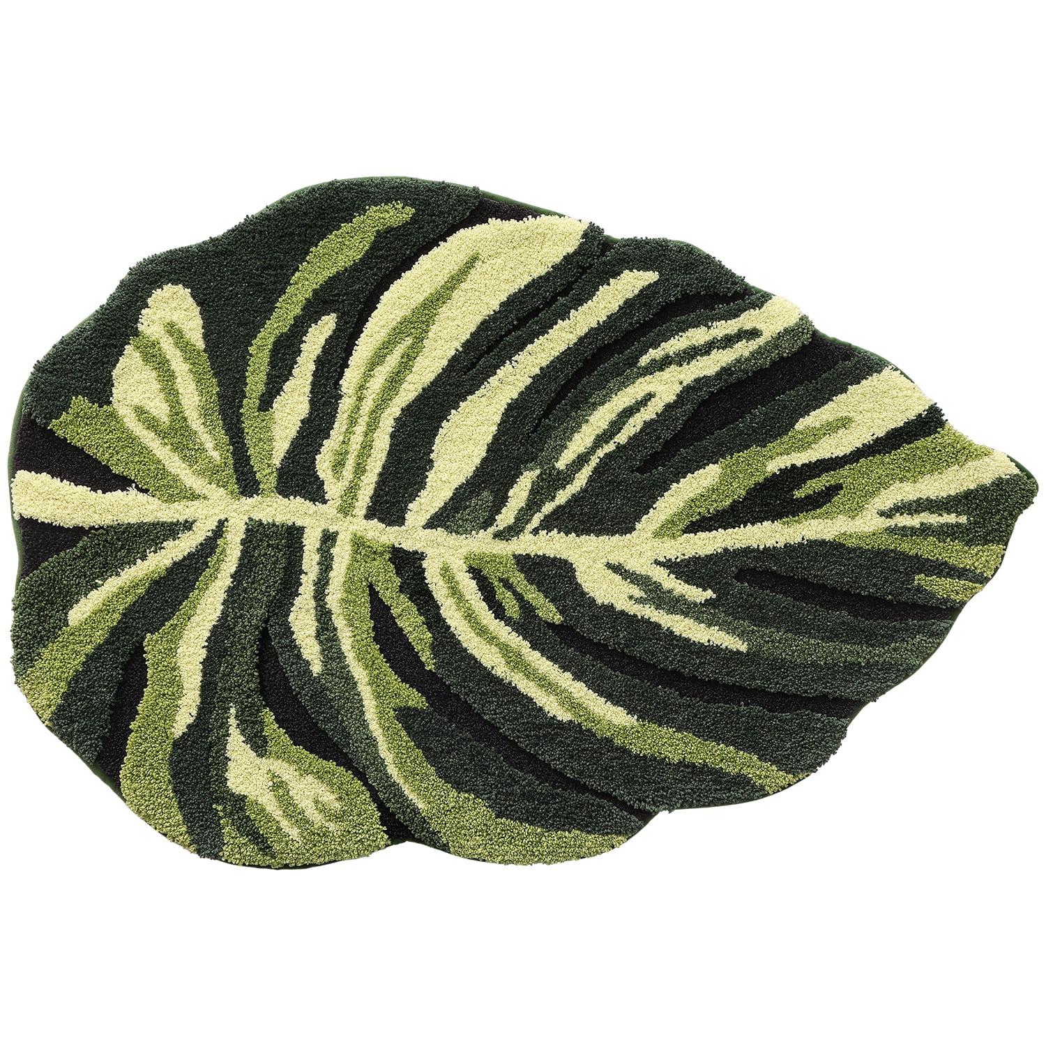 FRABE Cute Bathroom Rugs with Green Dark Monstera Leaf Plant, Soft Fluffy Plush, Absorbent Non Slip Bath Mat, Machine Washable,for Shower Floor,home, Bedroom, 24"x32"