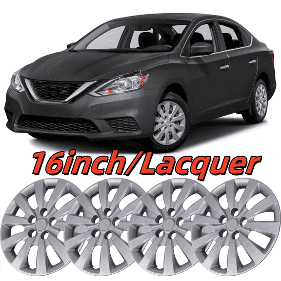 (Set of 4) 16 inch Hubcaps Wheel Rims Cover for 2013-19 Nissan Sentra/2011-17 Nissan Leaf,Lacquer