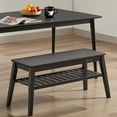 thumbnail image 5 of 33.46-Inch 2-Tier Black Bamboo Entryway Bench, End of Bed Bench for Bedroom, Living Room, or Hallway, Holds Up to 300 lbs, 5 of 6