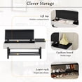thumbnail image 4 of GZXS 47.24" Entryway Shoe Bench with Flip Top and Hidden Storage, Modern Upholstered Bench with Open Shelf and Black Rubber Wood Legs, for Living Room, Bedroom, Hallway, 4 of 10