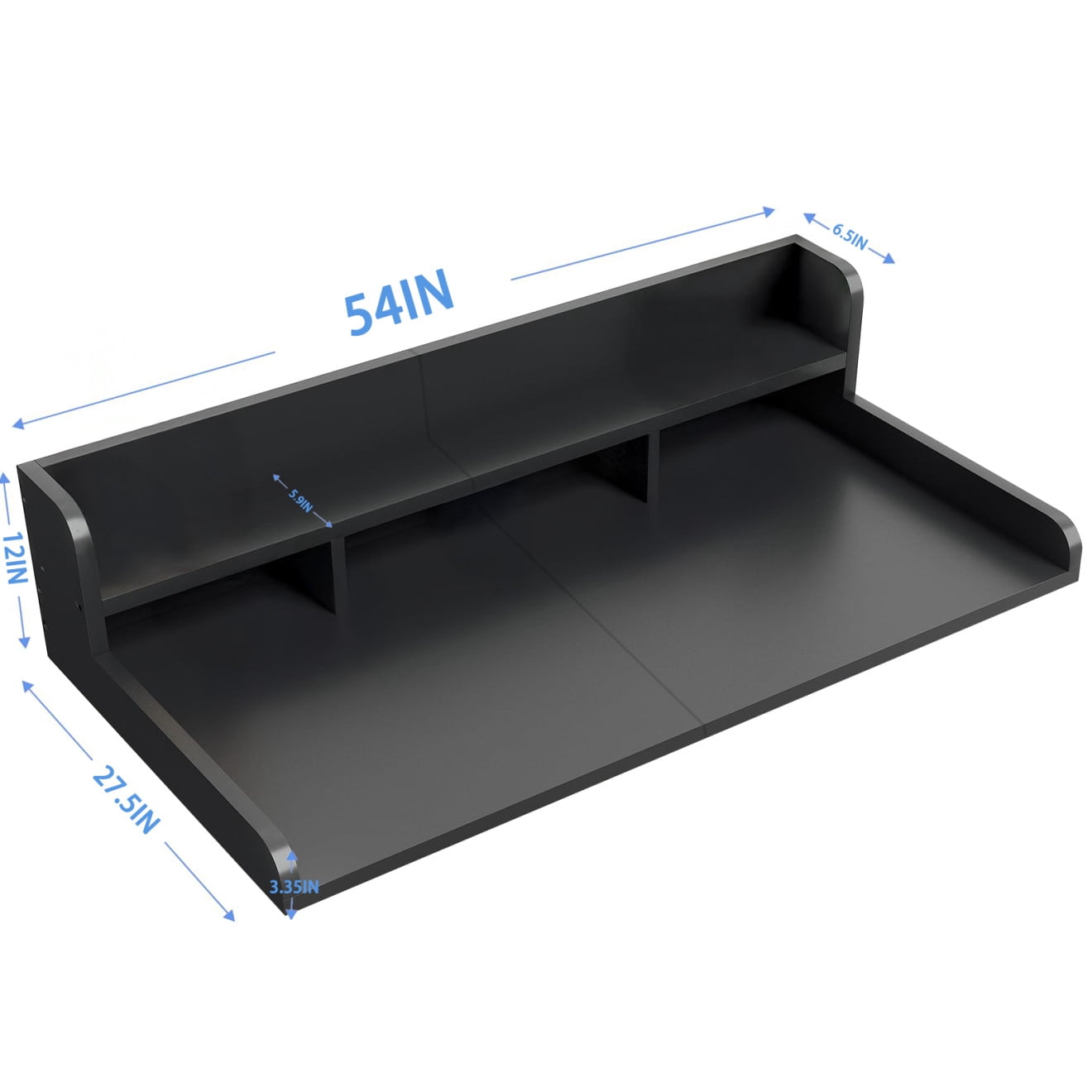 2-Tier Washer Dryer Countertop with Edge Rails, Washer and Dryer Double Topper, Water-Resistant Laundry Topper for Laundry Hamper Counter Storage, Black, 54" W x 27.5" D, Black