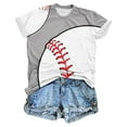 thumbnail image 1 of Hvobtty T-Shirt Décontracté à Col Rond pour Femmes à Manches Courtes, T-Shirt Décontracté à Col Rond Imprimé de Baseball pour Femmes à Manches Courtes, 1 of 4