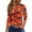 Red, variant on WTOBBY Women's 3/4 Sleeve Bat and Pumpkin Print Round Neck Casual T-Shirt Top Halloween Themed Fashion Tee for Autumn Holiday Celebration,Ginger L