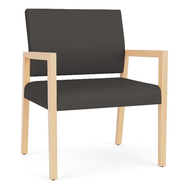 Pemberly Row Waiting Reception Wide Guest Chair Wood Frame in Gray
