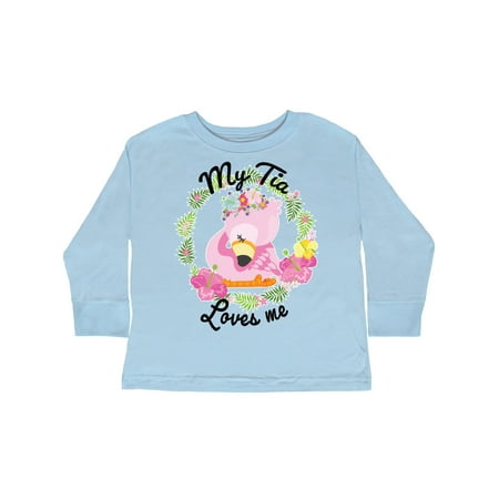 

Inktastic Baby Flamingo My Tia Loves Me with Flower Wreath Gift Toddler Boy or Toddler Girl Long Sleeve T-Shirt