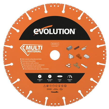 UPC: 0849713091581 | Evolution MD230SEG-CS | 9 In. | Segmented Edge | 7/8 In. Arbor | Multi-Purpose  Metal Cutting Diamond Blade