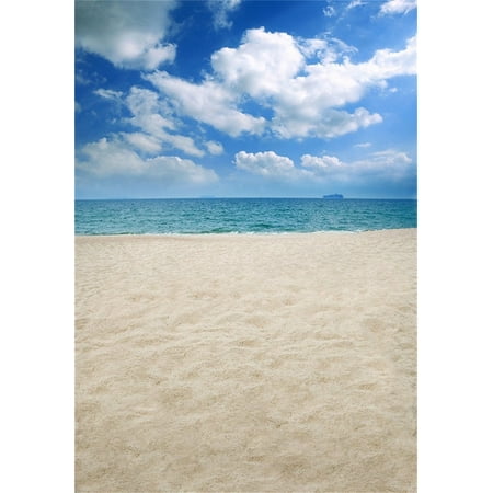 HelloDecor Polyster 5x7ft Child Photography Background Kid Photo Shoot Backdrops Holiday Seaside Beach Blue Sky Clouds Sand Toddler Artistic Portrait Vacation Scene Studio Props Video (Best Lens For Vacation Photography)