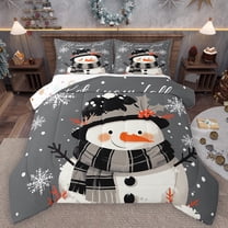Castle Fairy Kawaii Christmas Snowman 3 Pieces Queen Comforter Set for Preppy Child Kids,Xmas Winter Snowflakes Ultra Soft Bedding Sets,Happy New Year Bedding Comforter Set Breathable