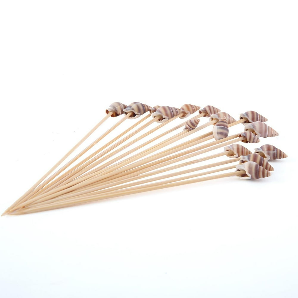 Efavormart 100 Pack 5" Natural Bamboo Skewers Cocktail Picks with Shell Top Cocktail Sticks