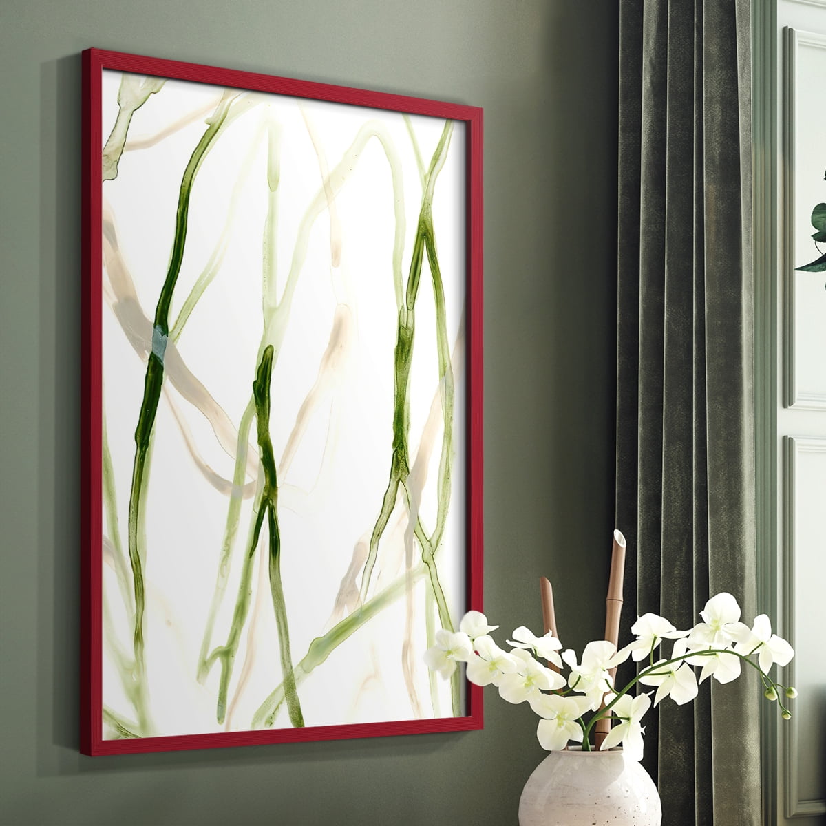 Runnel VIII Framed Print in Red Solid Wood Framed Print No Nail Hanging