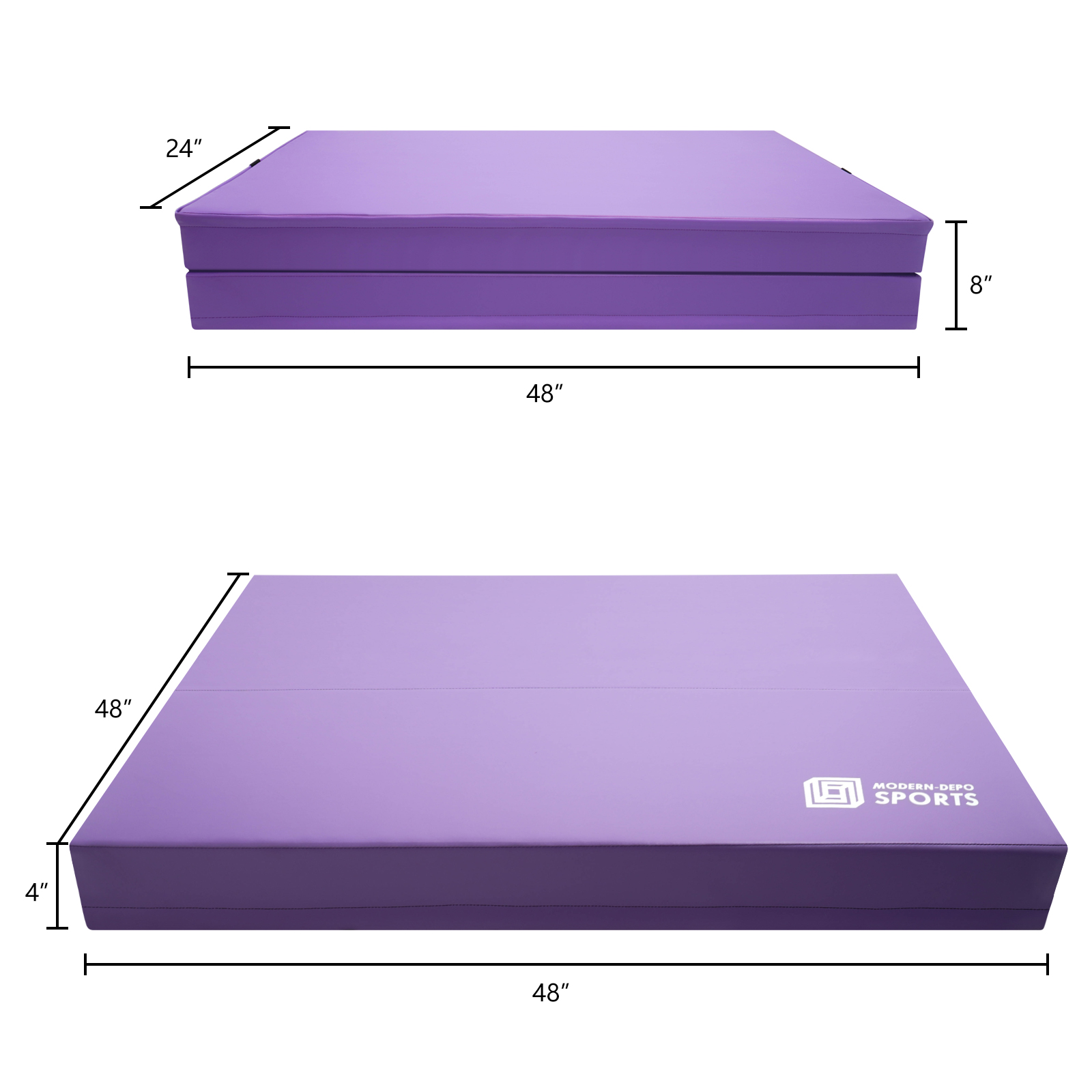 Gymnastics Mat for Kids 4'x4'x4" Foldable Tumbling Mats with Carrying Handles 2-Panels Fold Thick Exercise Mat for Home Aerobics Stretching Yoga, Purple