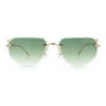 thumbnail image 3 of Cheetah Ring Jewel Arm Rimless Rectangular Bevel Lens Sunglasses Gold - Green, 3 of 8