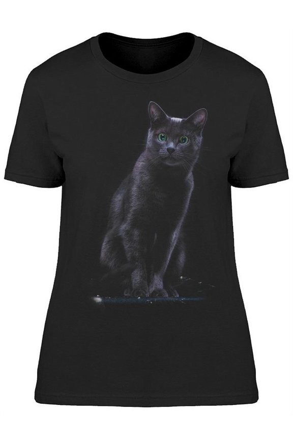 Enigmatic Russian Blue Cat T-Shirt Women -Image by Shutterstock, Female Large
