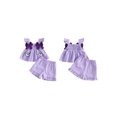 thumbnail image 2 of Loicainy Baby Toddler Girl Halloween Clothes Set 6 9 12 18 24 Months 2T 3T Pumpkin/Ghost/Bat Embroidered Plaid Print Fly Sleeve Square Neck Tops and Shorts 2 Pieces Outfits, 2 of 9