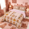 thumbnail image 2 of meiyoeat Brown Capybara Queen Comforter Set,Kawaii Animals Letter Print L Comforter Sets Queen,Pink Reversible,3Pcs,1 Comforter And 2 Pillowcases, 2 of 7