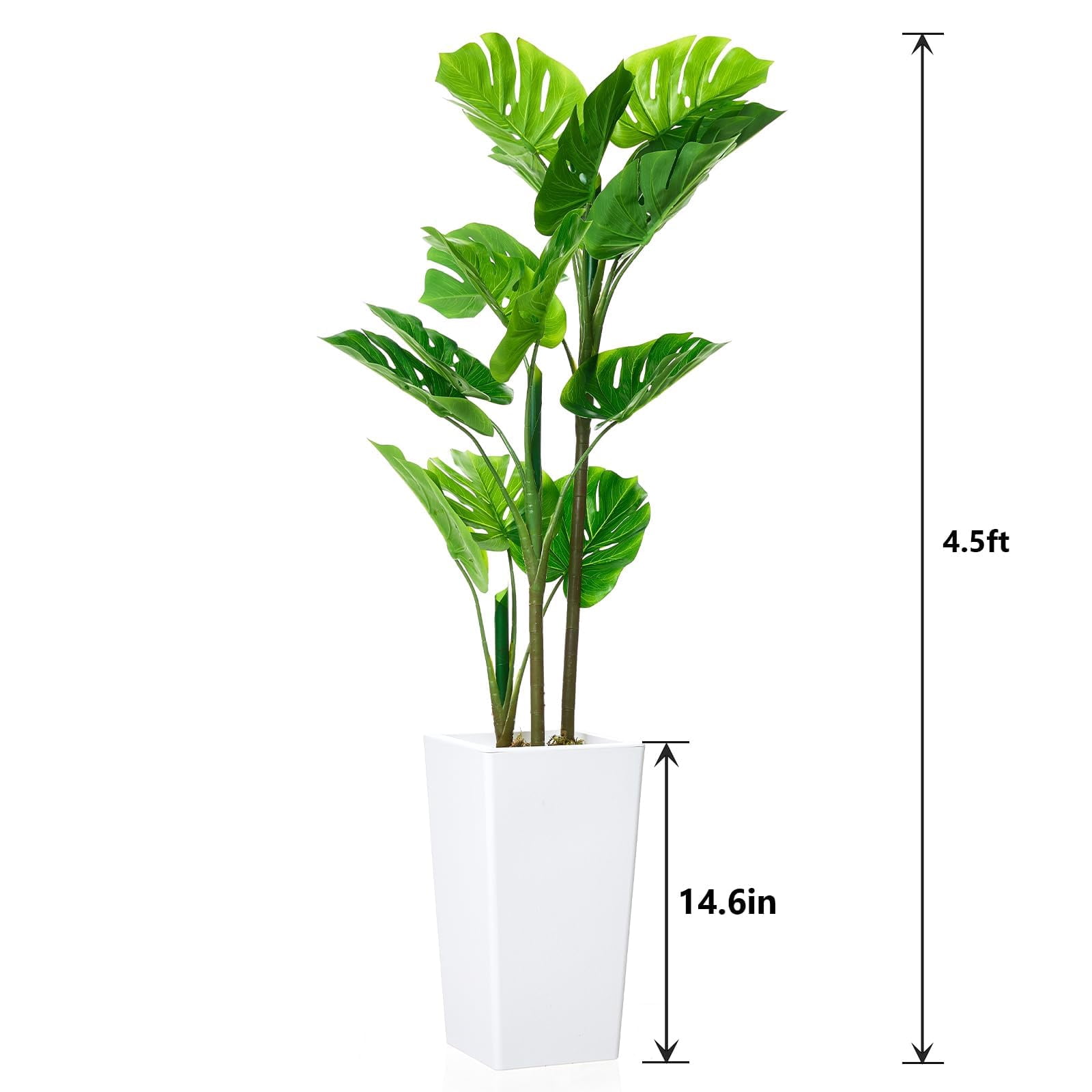 Accreate Faux Banana Tree Artificial Plant, Fake Potted Tropical Evergreen with Tall White Planter for Living Room, Entryway, Porch, or Office