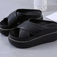 thumbnail image 4 of Honeeladyy Womens Platform Sandals Flatform Summer Open Toe Cross Strap Beach Slide Sandals Black 37, 4 of 8