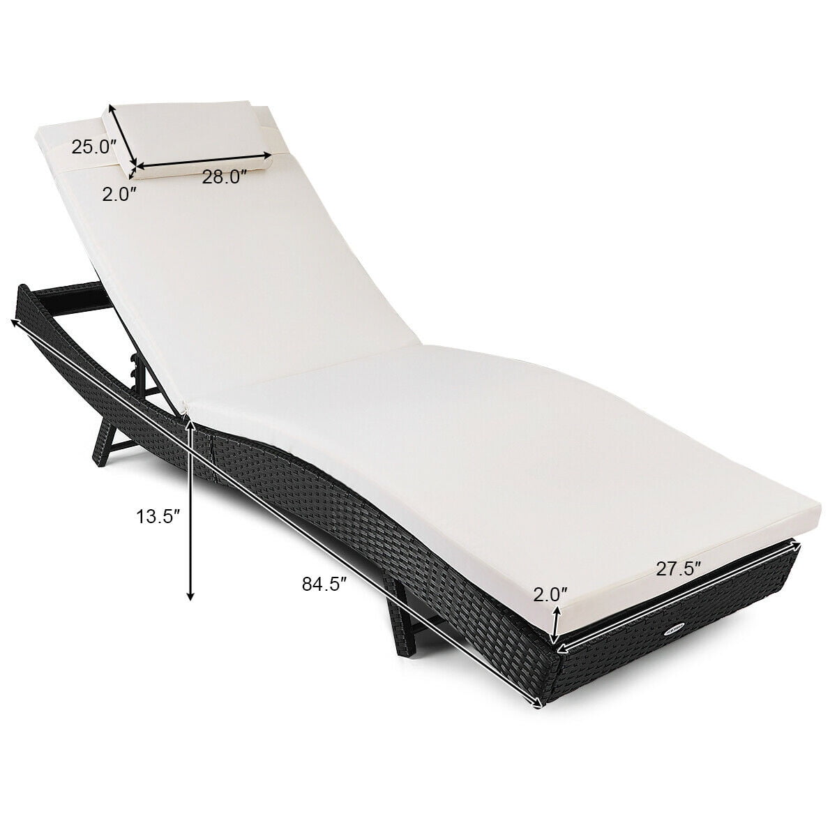 Costway Adjule Pool Chaise Lounge Chair Outdoor Patio Furniture Costway Adjule Pool Chaise Lounge Chair Outdoor Patio Furniture Pe Wicker W Cushion Com