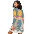 thumbnail image 2 of FORMRS Womens Long Sleeve Nightgowns Crew Neck Sleep Shirt Soft Pajamas Sizes S-3XL, Blue Rainbow, 2 of 8