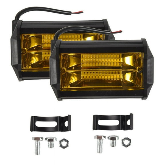 2X 5 Inch 72W LED Work Lights Waterproof Off Road Pod Fog Yellow Lamps for Trucks ATV UTV Boat Golf Cart