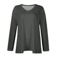 thumbnail image 4 of TQWQT Plus Size Tops for Women Loose Fall Cute Shirts Long Sleeve V Neck Solid Color Blouses 4x-5x Casual Trendy Tunics Dark Gray 3XL, 4 of 6