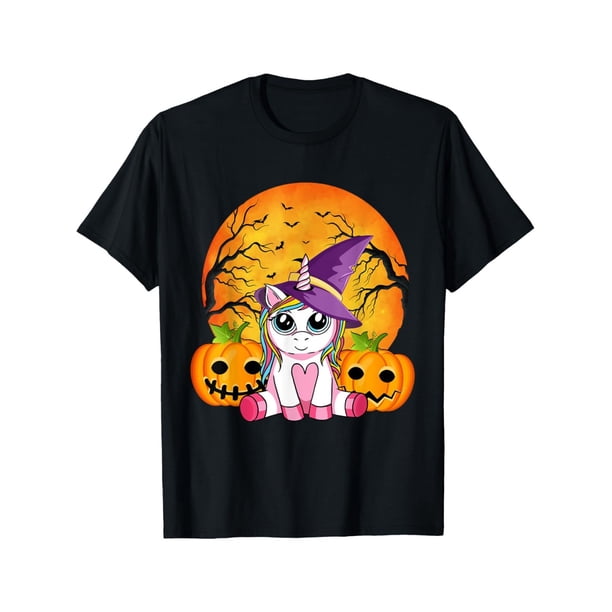 Cute Halloween Shirt Girls Women Witchy Unicorn Halloween T-Shirt