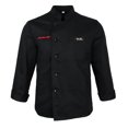 thumbnail image 1 of Esquirla Chef Jacket Long Sleeves Pen Pockets Single-breasted Kitchen Coat - Black, L L L, 1 of 8