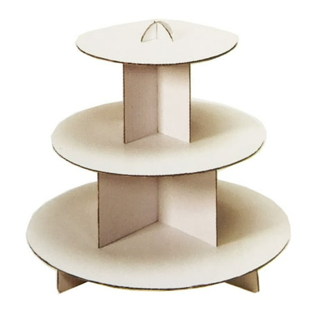 Individual Place Sets Perfect Maze 3 Tier Round Plain White Dessert Tower Cupcake Stand - 1 Set of Individual Cupcake Stand ()