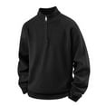 thumbnail image 2 of UVEASISHA Sweaters for Men Quarter Zip Mock Neck Pullover Ribbed Knit Casual Sweater Tops Fall Lightweight Stand Collar Knitted Shirts Black M, 2 of 8