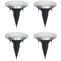 4-Pack Mainstays Solar Powered Stainless Steel LED Landscape Disc Lights