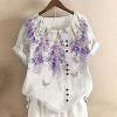 thumbnail image 1 of Chemises à Manches Courtes pour Femmes Hauts d'Été Tendance 2023 Mode Femme Décontractée Col Rond Blouse Imprimée T-Shirt Manches Courtes Hauts d'Été, 1 of 4