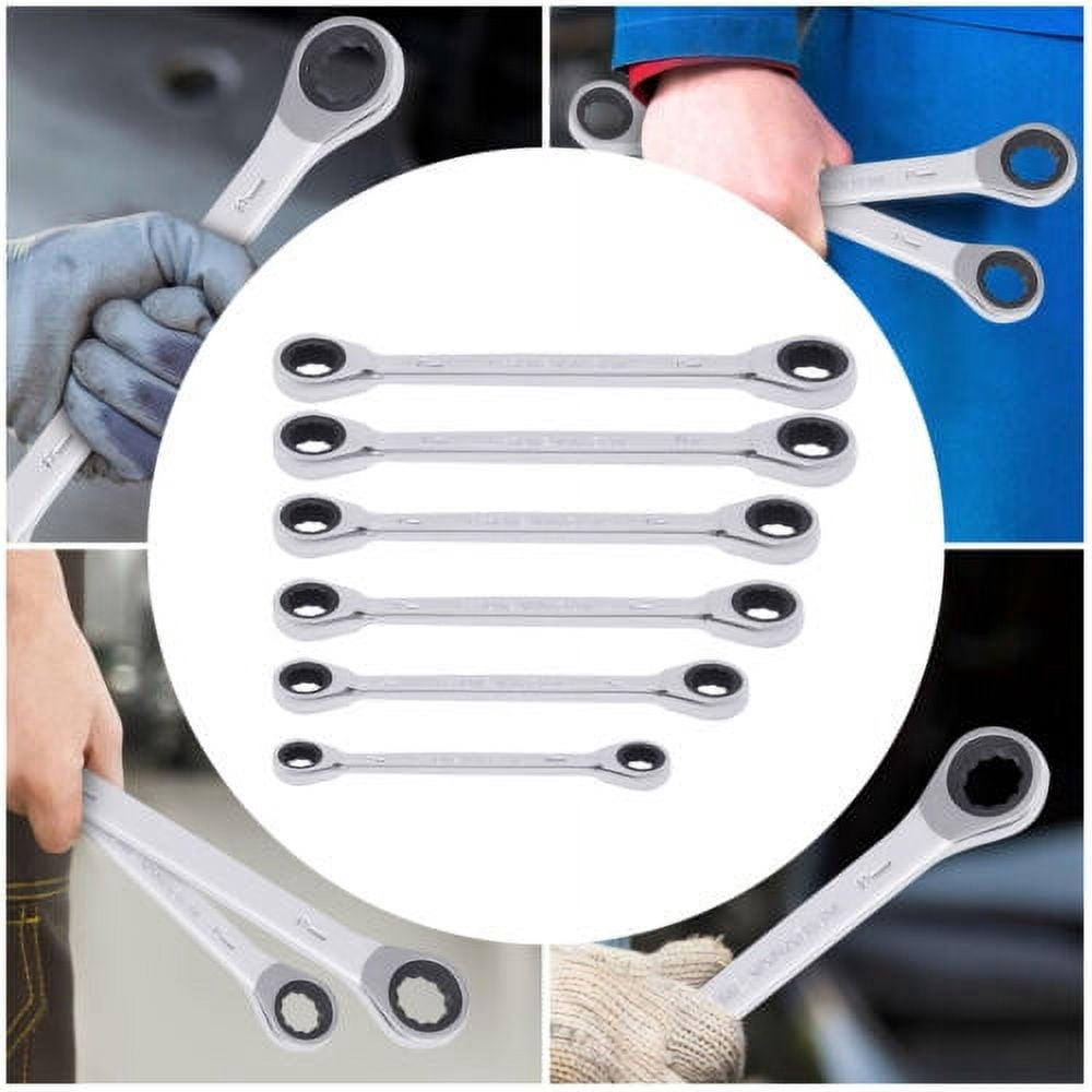 Extra Long Ratchet Wrenches Set Wrench Set W/ Metric 8mm-19mm 45#Steel 6 Pcs
