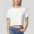 thumbnail image 2 of 5 Days Delivery!Women Plus Size T-Shirt Blouse Sawvnm Women Cute Trendy Basic Tight Rounk Neck Crop Blouse Short Sleeve Crop Tops for Women Clearance under 5, 2 of 9