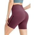 thumbnail image 6 of Xuanfei Women Solid Color Mesh Strap Insert Tummy Control High Waisted Yoga Shorts, 6 of 6