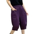 thumbnail image 3 of Sngxgn Womens Casual Comfy Shorts Summer with Pockets Wide Leg Cotton Short(Purple,XL), 3 of 3