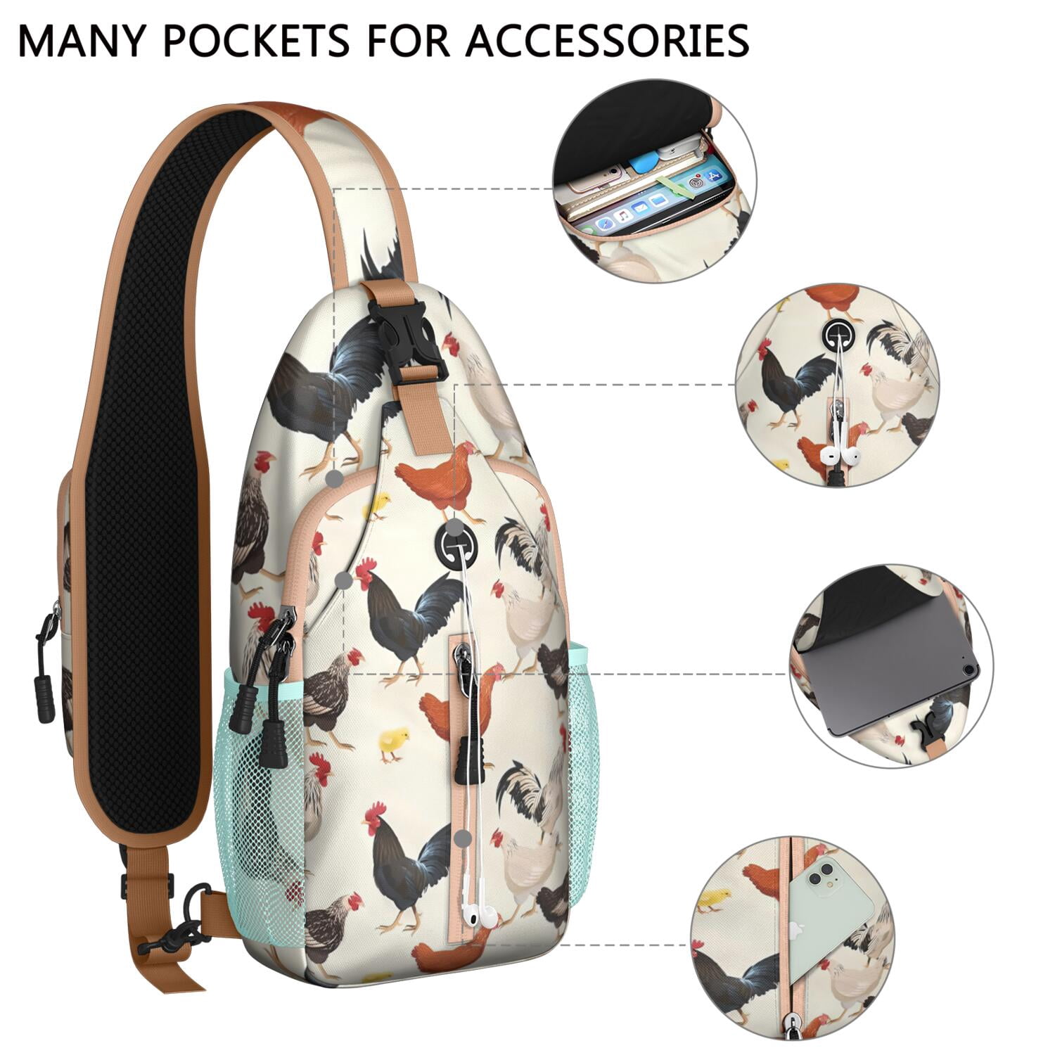 Explore the Outdoors with Lightweight Travel Sling Bag – Durable Crossbody Backpack Featuring Breathable Padding, Reversible Strap Design, Secure Zippers, Perfect for Journeys, Vacations,
