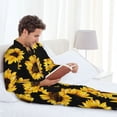 thumbnail image 6 of Yiaed Sunflower 6 Print Men’s Pajamas Set - Long Sleeve Button Down Sleep Shirt and Pajama Bottoms Sleepwear Set Mens Pjs Sets Men's Pajama Bottoms-Large, 6 of 7