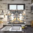 thumbnail image 4 of Yayeee Kitchen Curtains Tier Pair Light Filtering 27"x24" Rod Pocket Short Cafe Window Panel, Cute Ghosts, 4 of 7