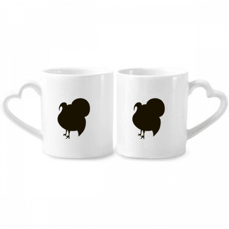 

Black Turkey Animal Portrayal Couple Porcelain Mug Set Cerac Lover Cup Heart Handle